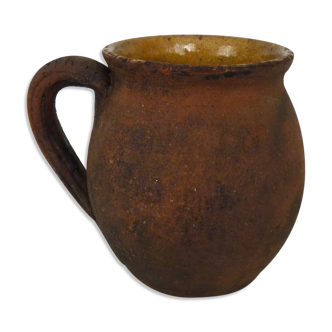 Jug, black brown pitcher in terracotta, south west of France. XIXth
