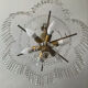 Vintage lucite chandelier with a cascade of crystal pendants from the 1970s.