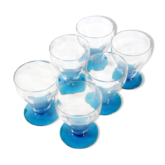 Set of 6 blue stemmed glasses