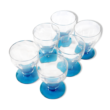 Set de 6 verres à pieds bleus