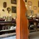 Dark wood corner unit, black and red