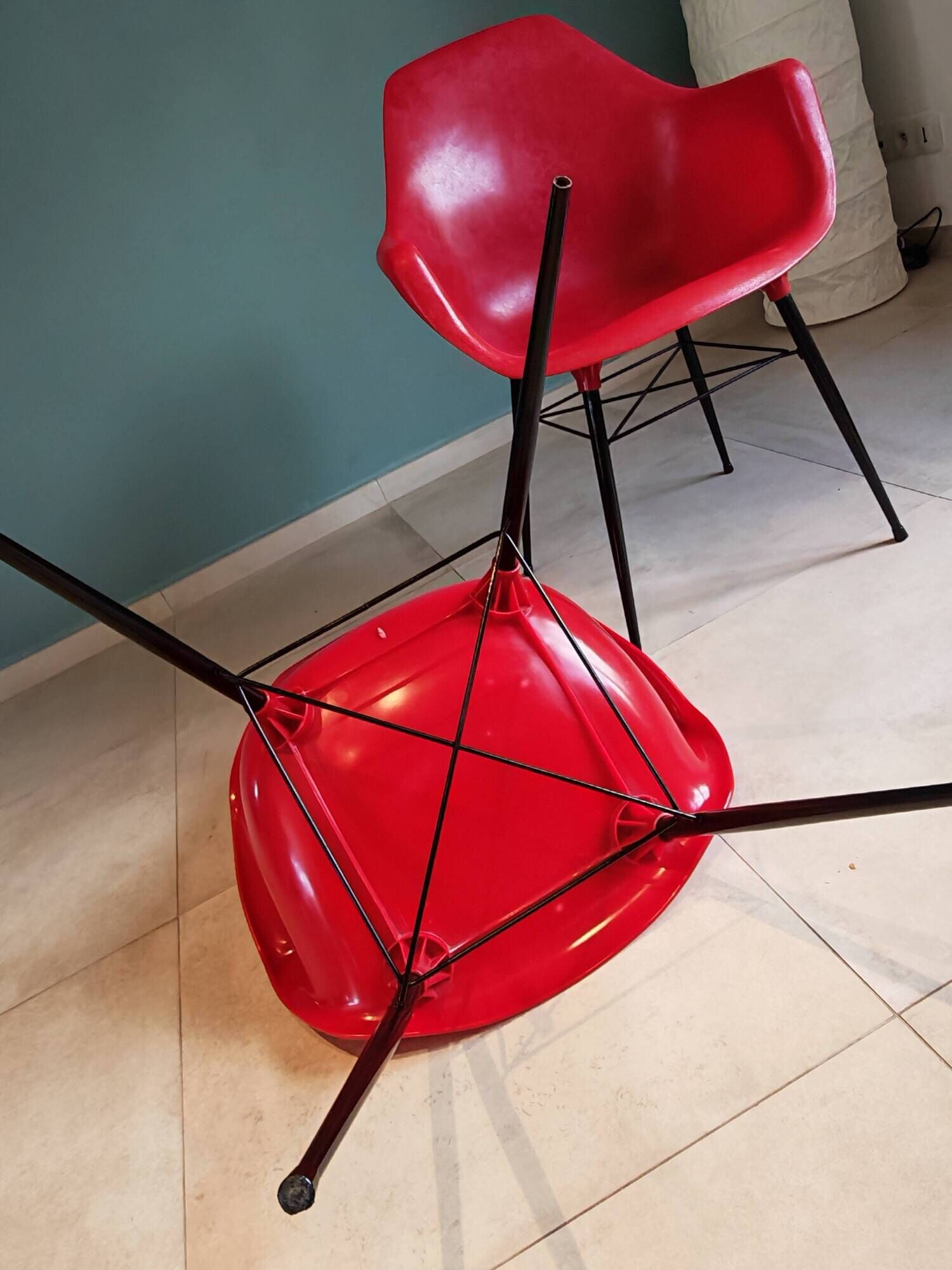 Pair of Vintage Space Age Red Armchairs 1970