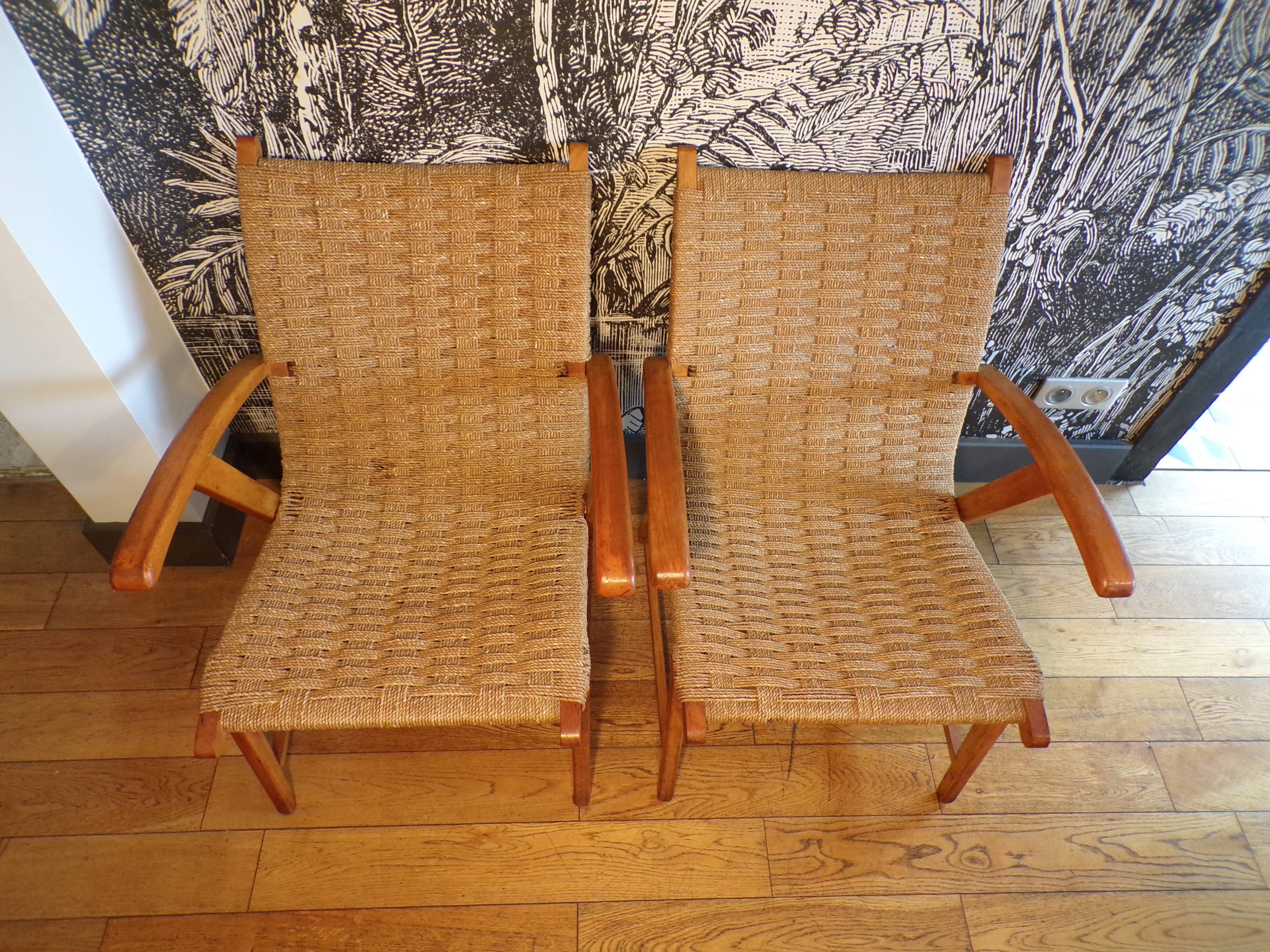 Pair of rope armchairs by Bas Van Pelt