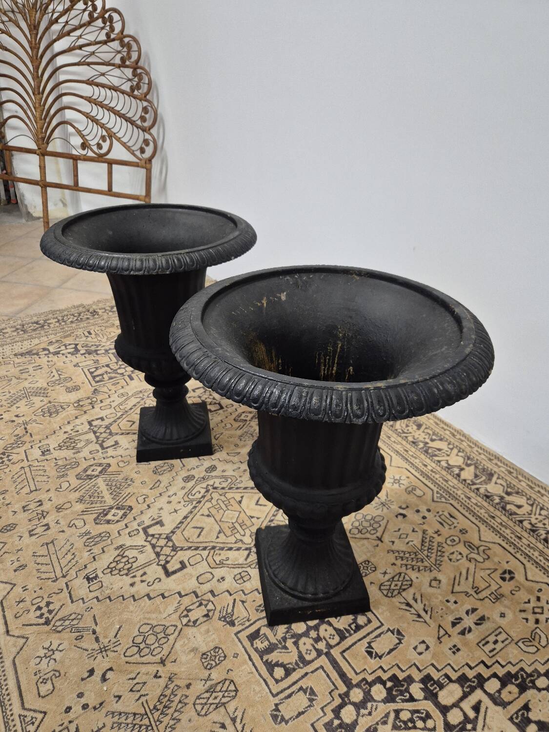 Pair of Medici cast iron vases from Maison Bourgeoise