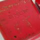 Set of three red painted metal railway boxes with SNCF logo