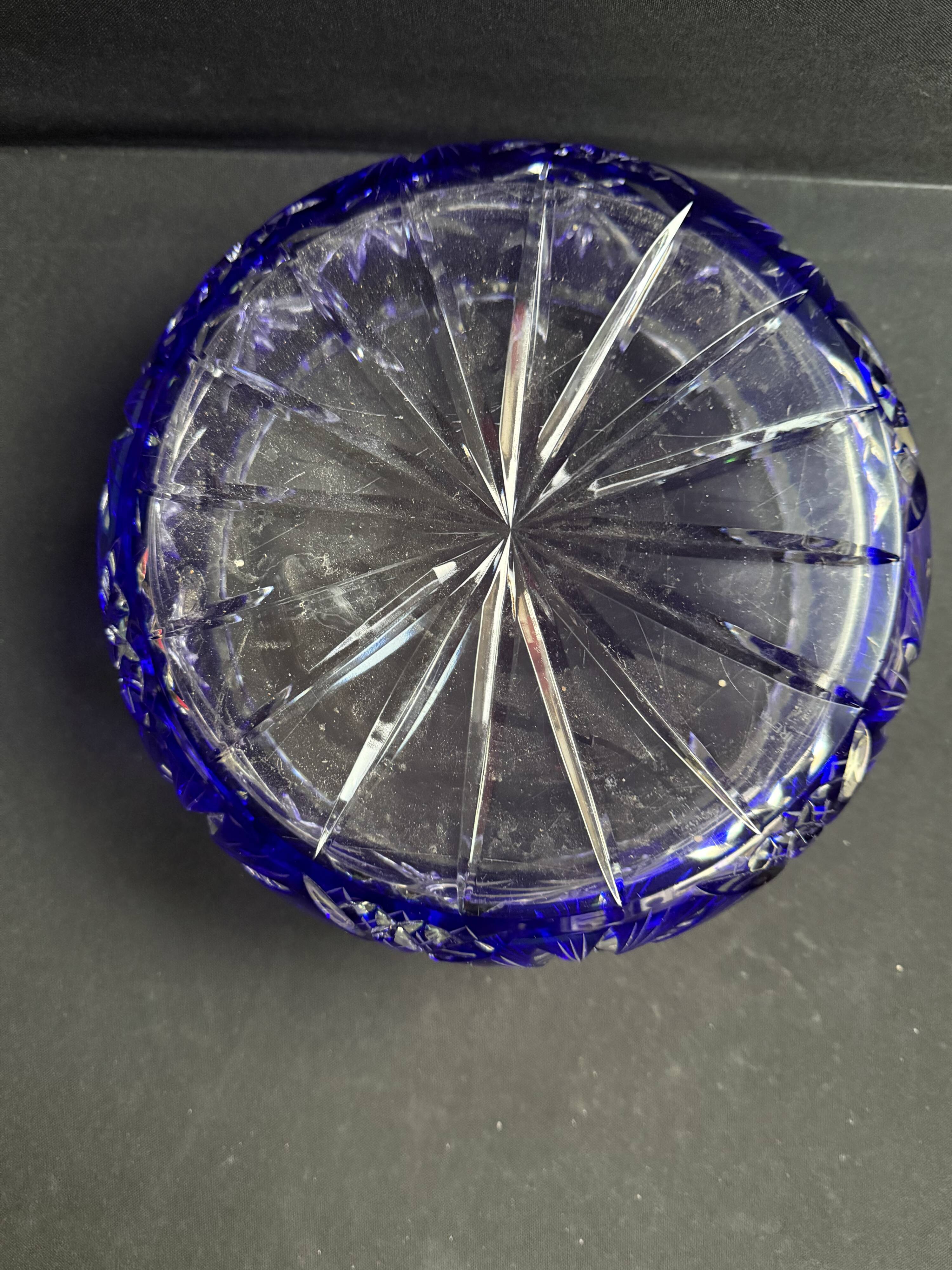 Cobalt blue cut crystal salad bowl – irena poland