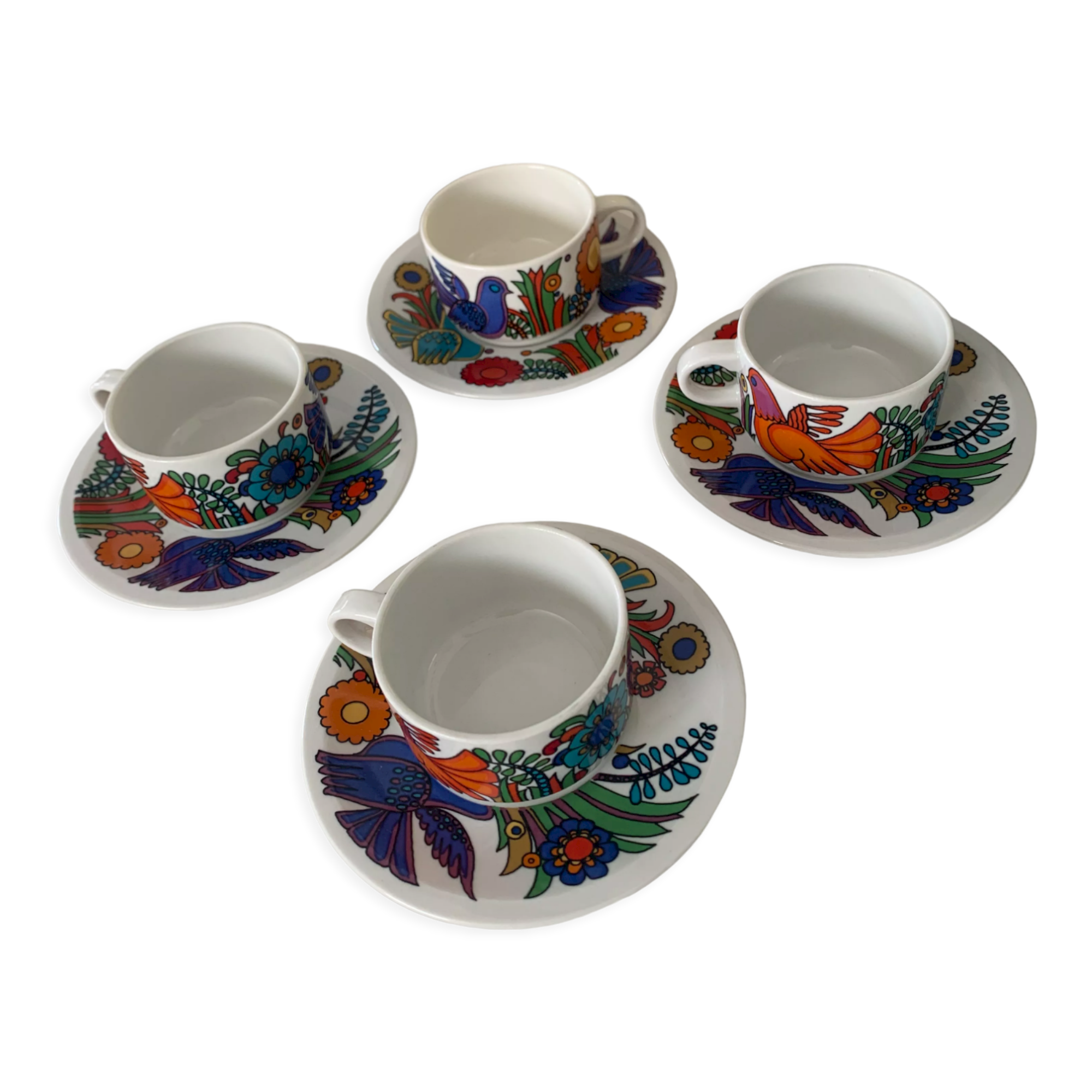 4 coffee cups Villeroy & Boch Acapulco + saucers Year 70