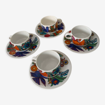 4 coffee cups Villeroy & Boch Acapulco + saucers Year 70