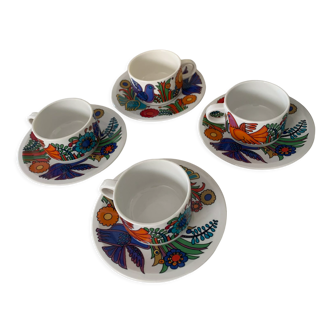 4 coffee cups Villeroy & Boch Acapulco + saucers Year 70