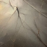 Vintage black leather Dreipunkt Scala design 3-seater sofa in teak.