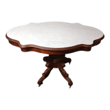Violin table in mahogany and marble, 19th century