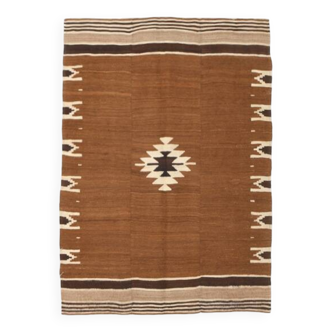 Tapis Kilim oriental vintage marron 4x5, 118x163 cm