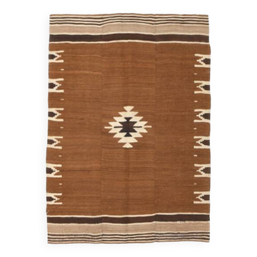 4x5 Vintage Oriental Brown Kilim Rug, 118x163Cm
