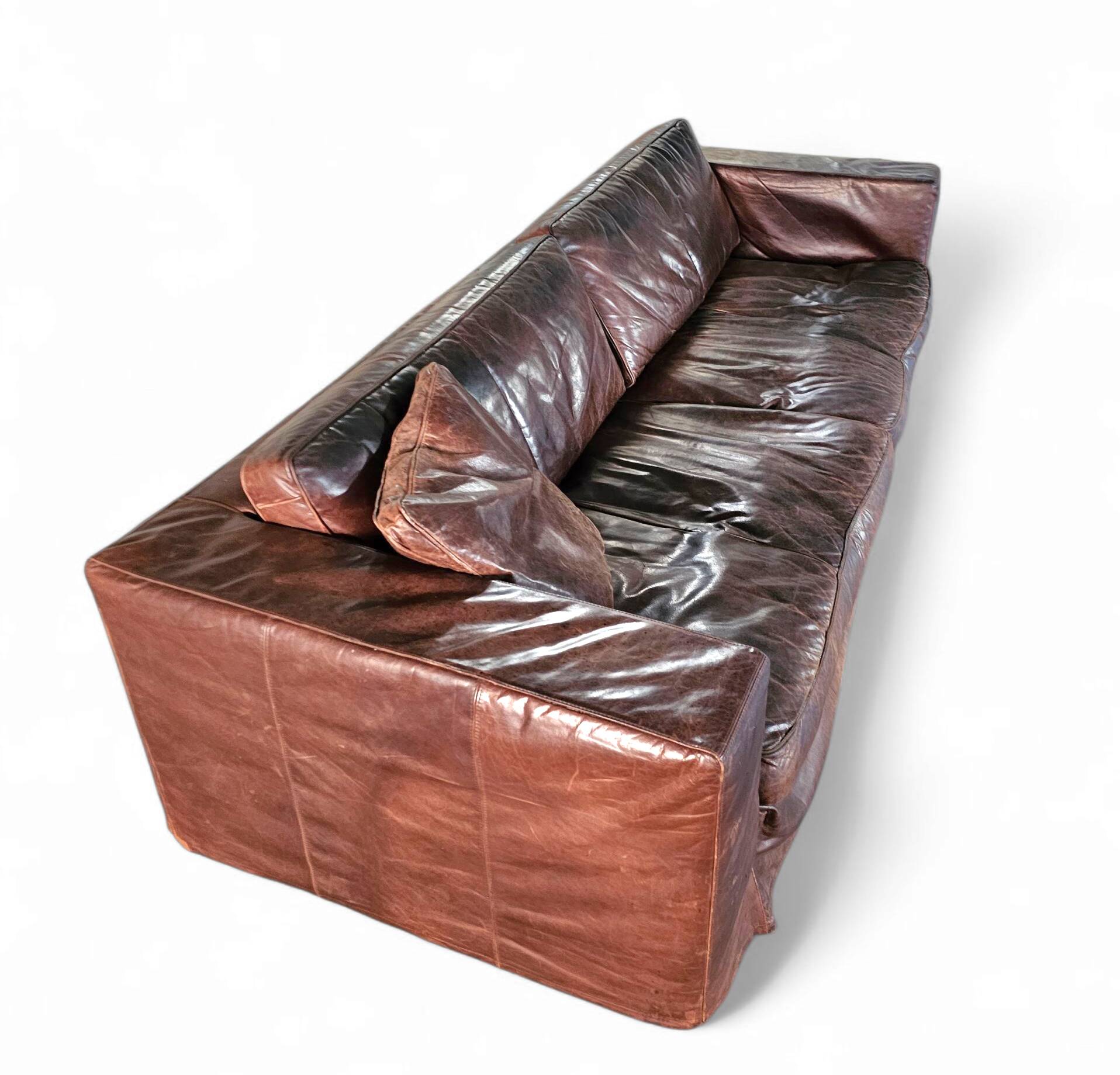 Massive / loose cover / brown leather / lounge sofa / 1970s/