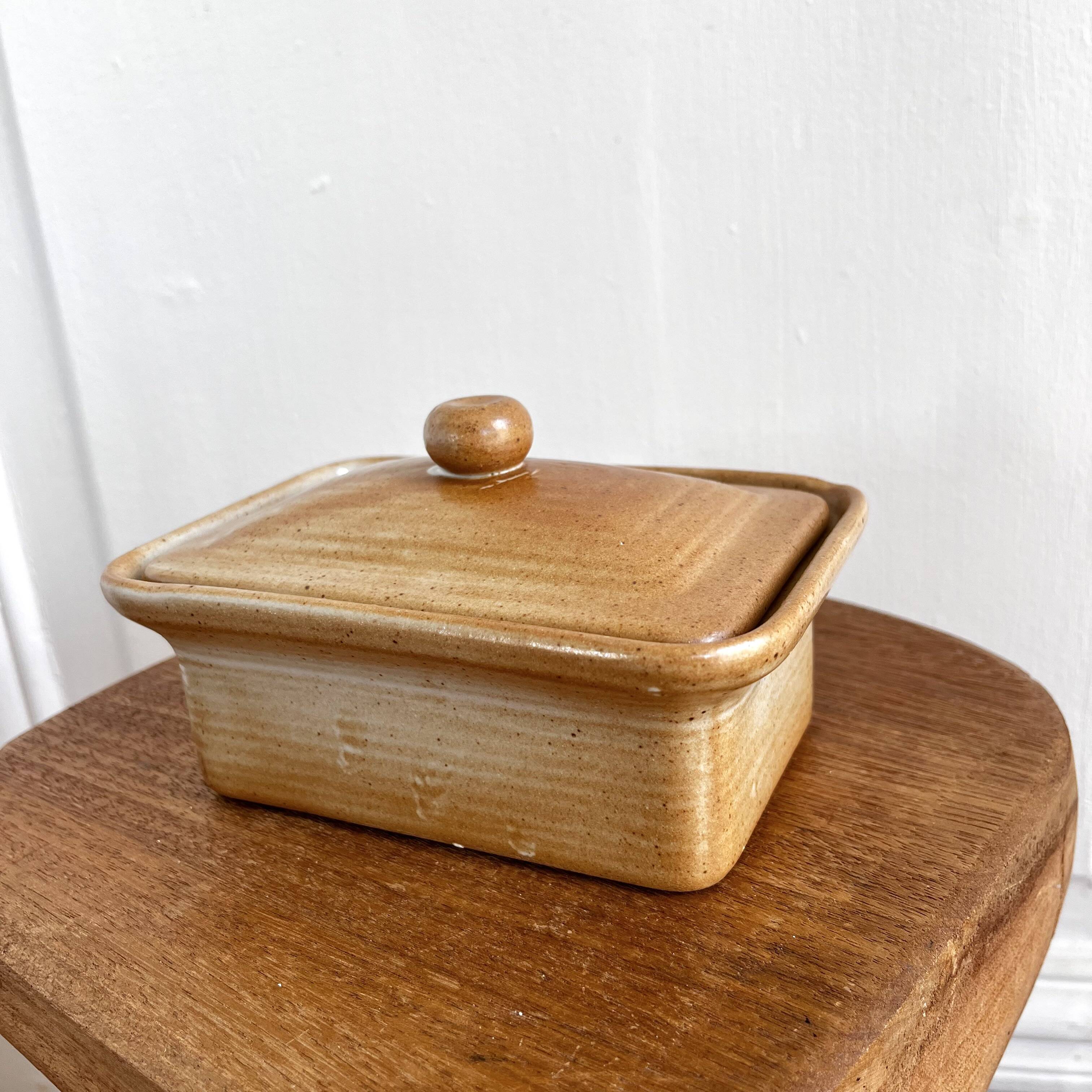 Vintage stoneware terrine butter dish