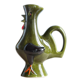 Vintage zoomorphic ceramic rooster pitcher by Poët Laval, Cocorico model, 60s