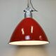 Large Red Painted Industrial Factory Lamp from Elektrosvit, 1960s