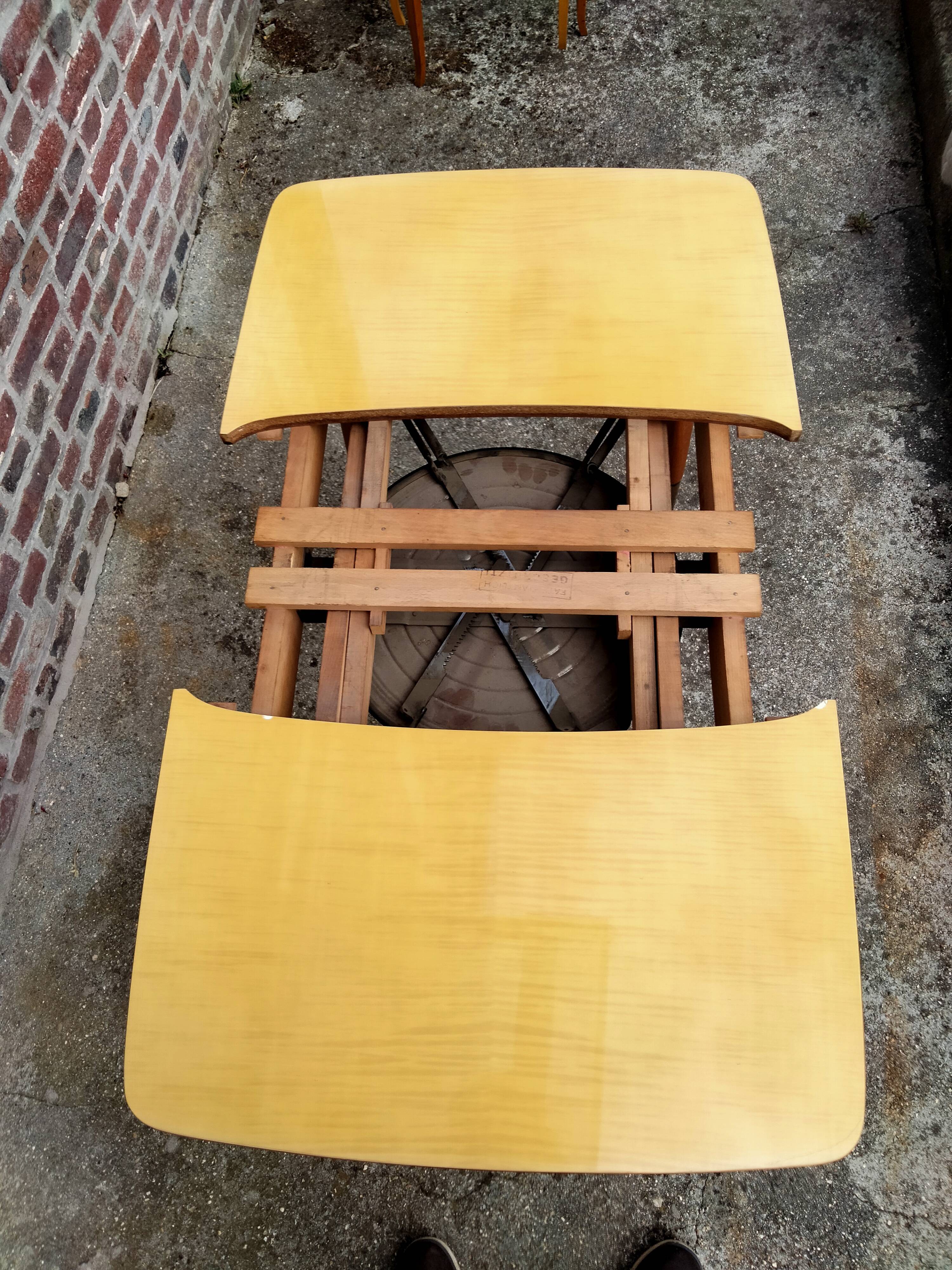 Extendable table with extensions old vintage compass legs design XXeme