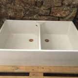 Enamelled stoneware double sink 40