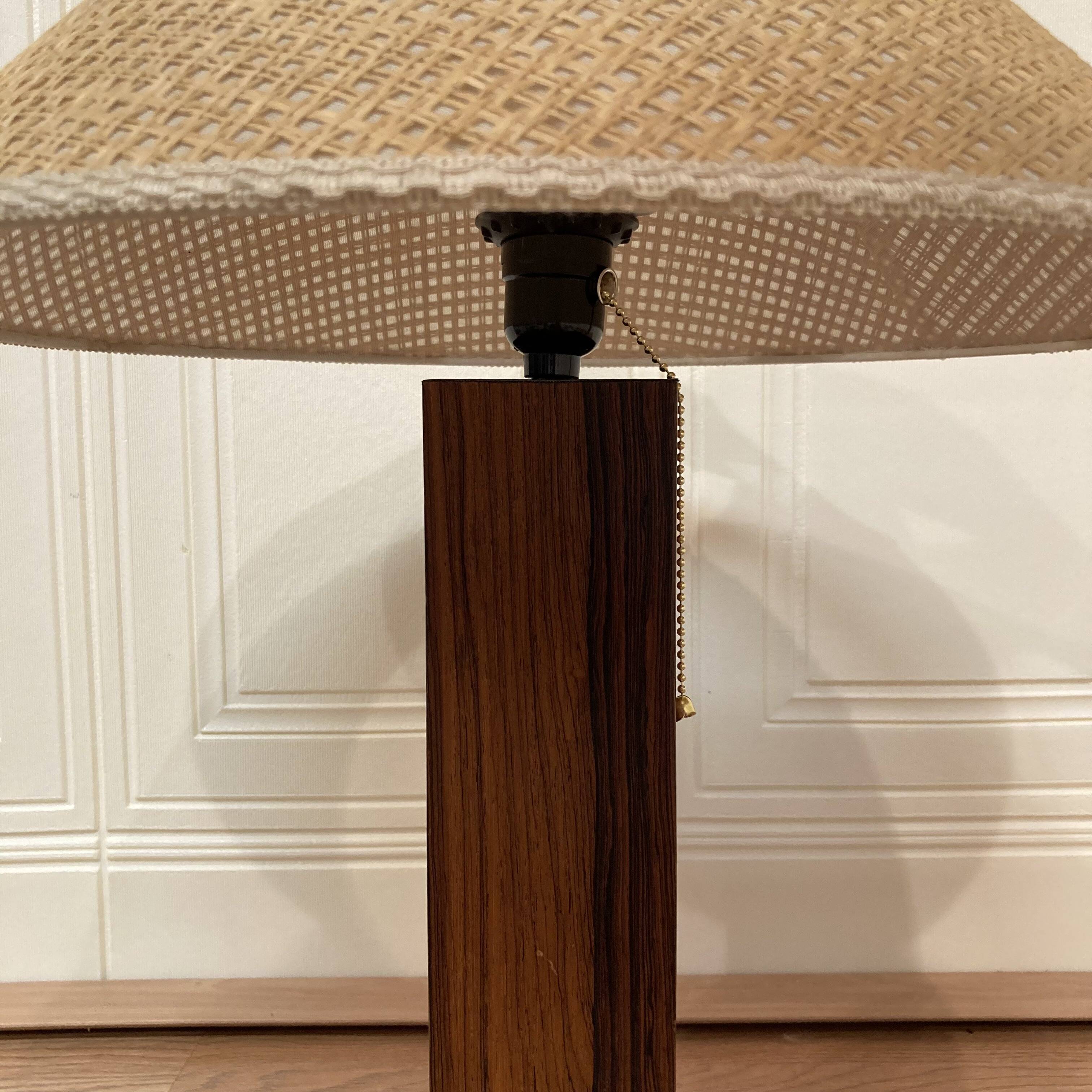LARGE ROSEWOOD LAMP SCANDINAVIAN DESIGN 1960.