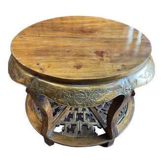China Pair of 19th century half console tables that can form a round table in Qing elm wood