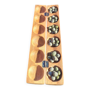 Jeu Awalé de voyage bois sculpté