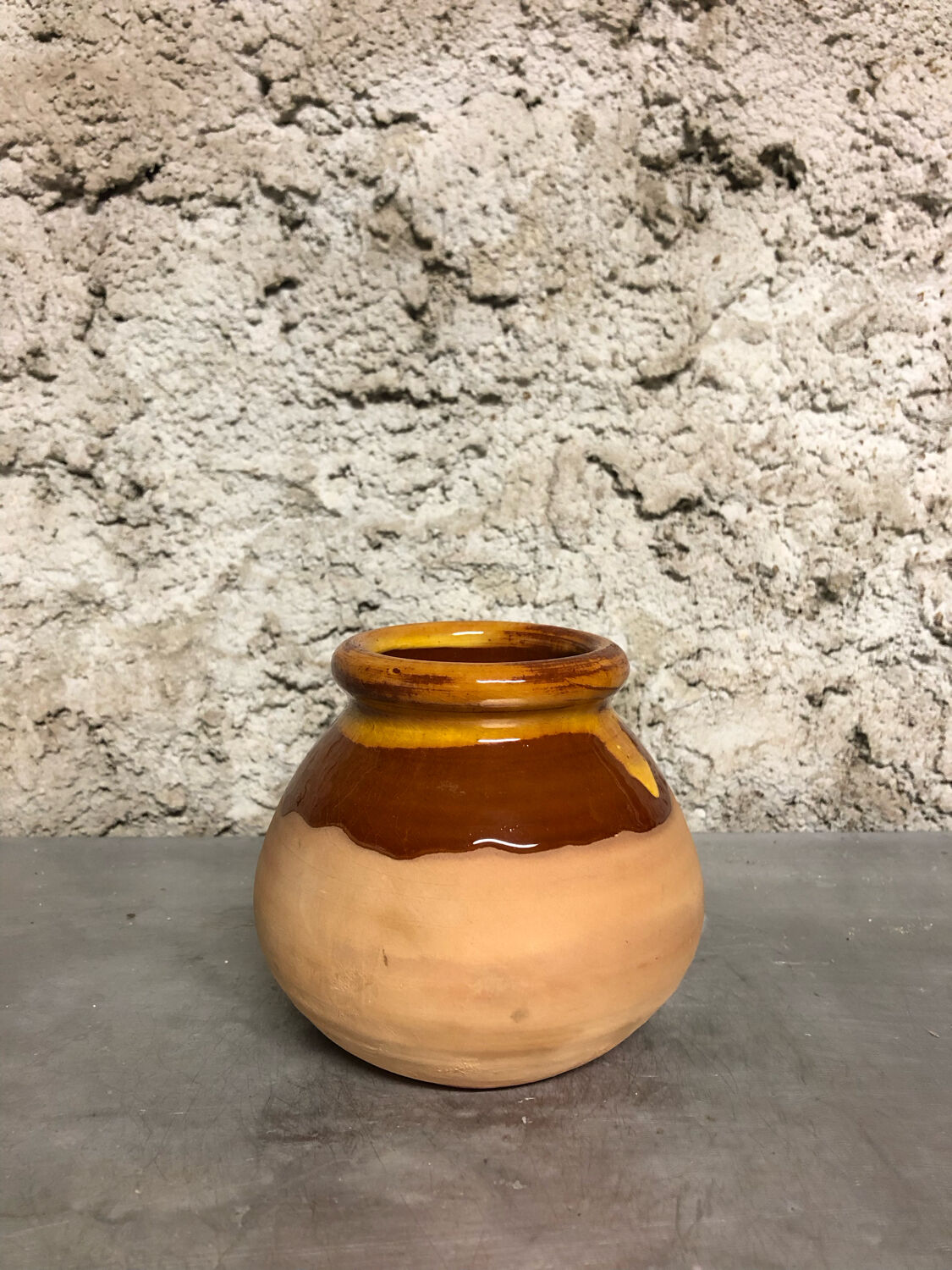 Glazed terracotta ball vase