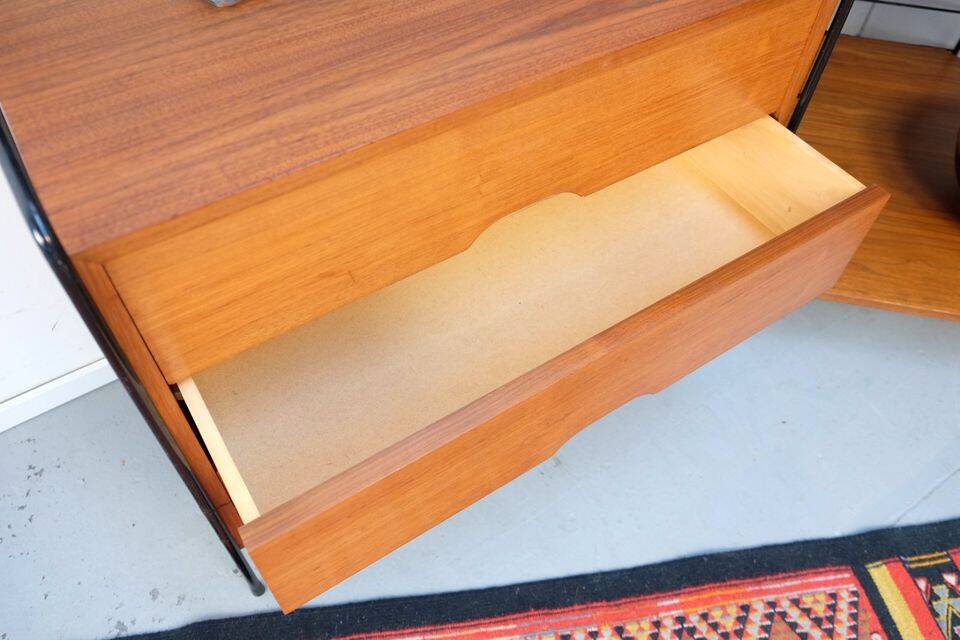WHB teak shelving system, 1960s–70s retro vintage style.