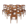 Set of 10 chairs in beech 20th