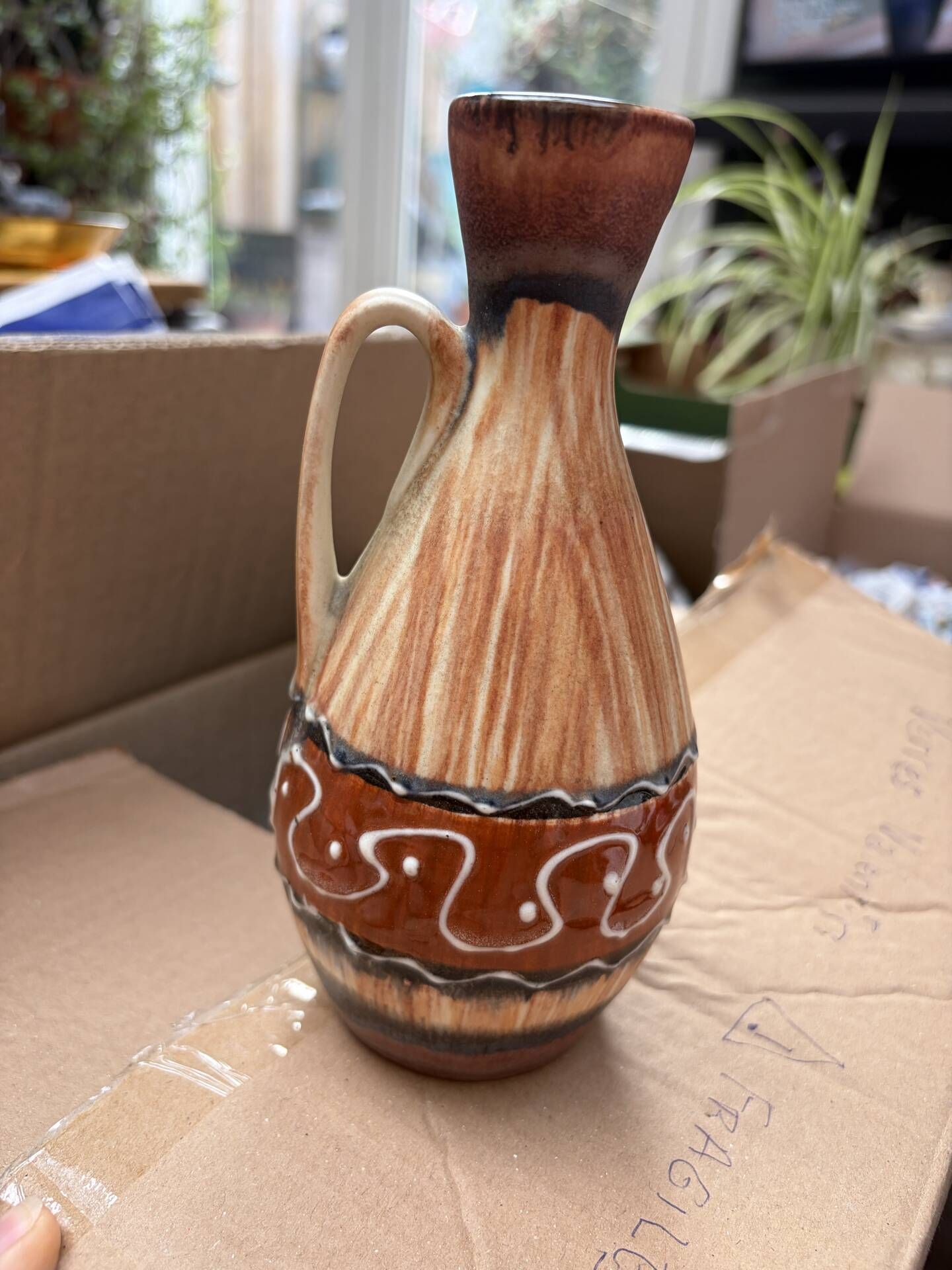 Vase W Germany Germany ceramic soliflore brown beige