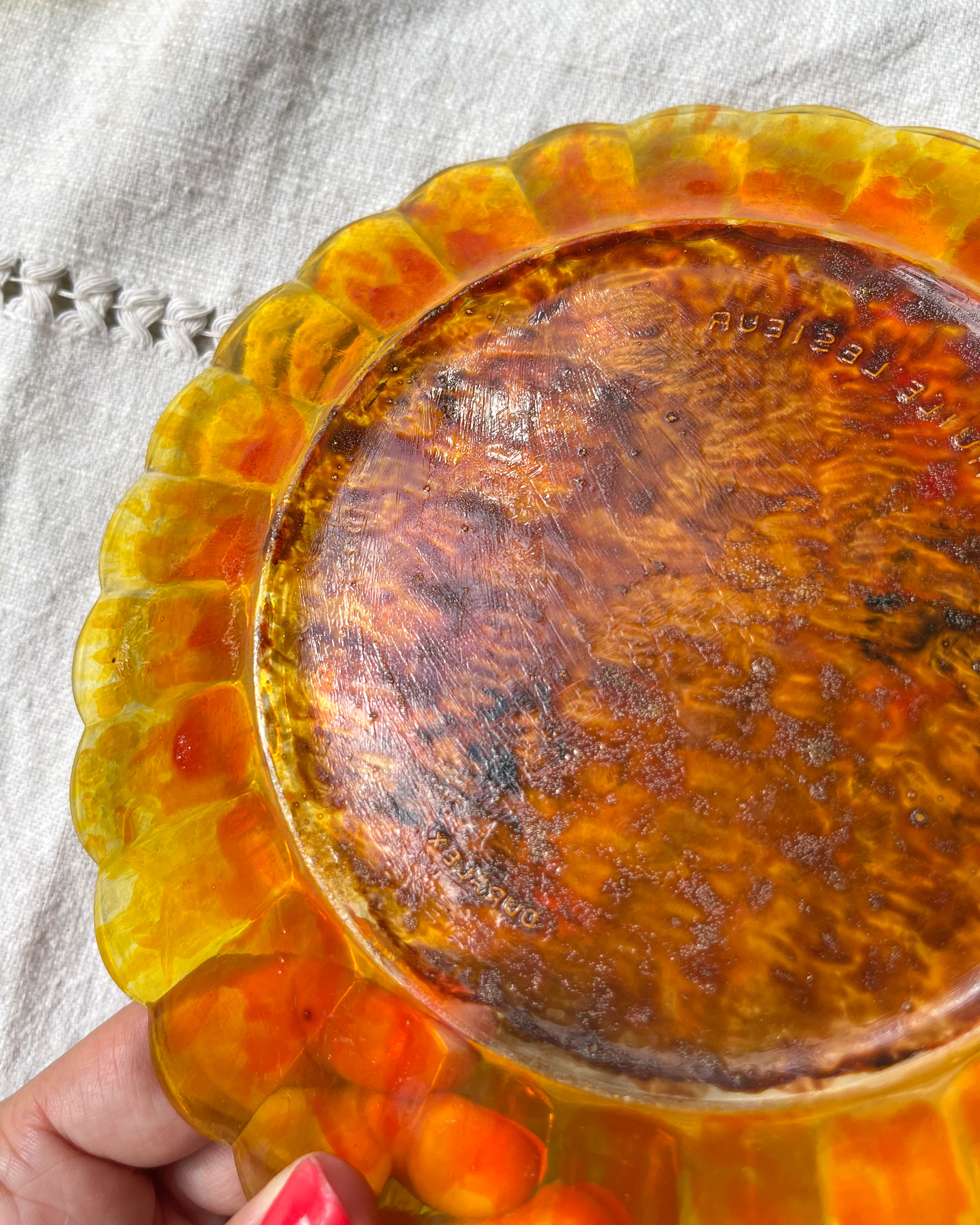 9 small plates sunflower oil lesieur Duralex
