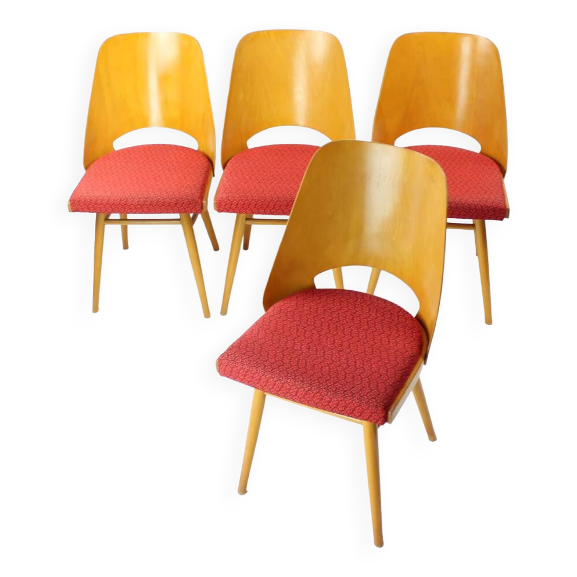 Ensemble de quatre chaises modernes en hêtre du milieu du siècle par Oswald Haerdtl pour Thonet, 1960
