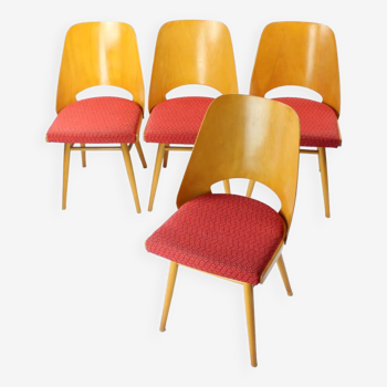 Ensemble de quatre chaises modernes en hêtre du milieu du siècle par Oswald Haerdtl pour Thonet, 1960