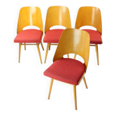 Ensemble de quatre chaises modernes en hêtre du milieu du siècle par Oswald Haerdtl pour Thonet, 1960