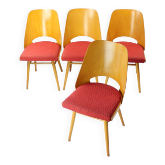 Ensemble de quatre chaises modernes en hêtre du milieu du siècle par Oswald Haerdtl pour Thonet, 1960