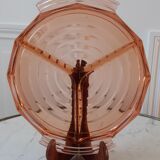 Plateau à compartiments en verre rose art déco