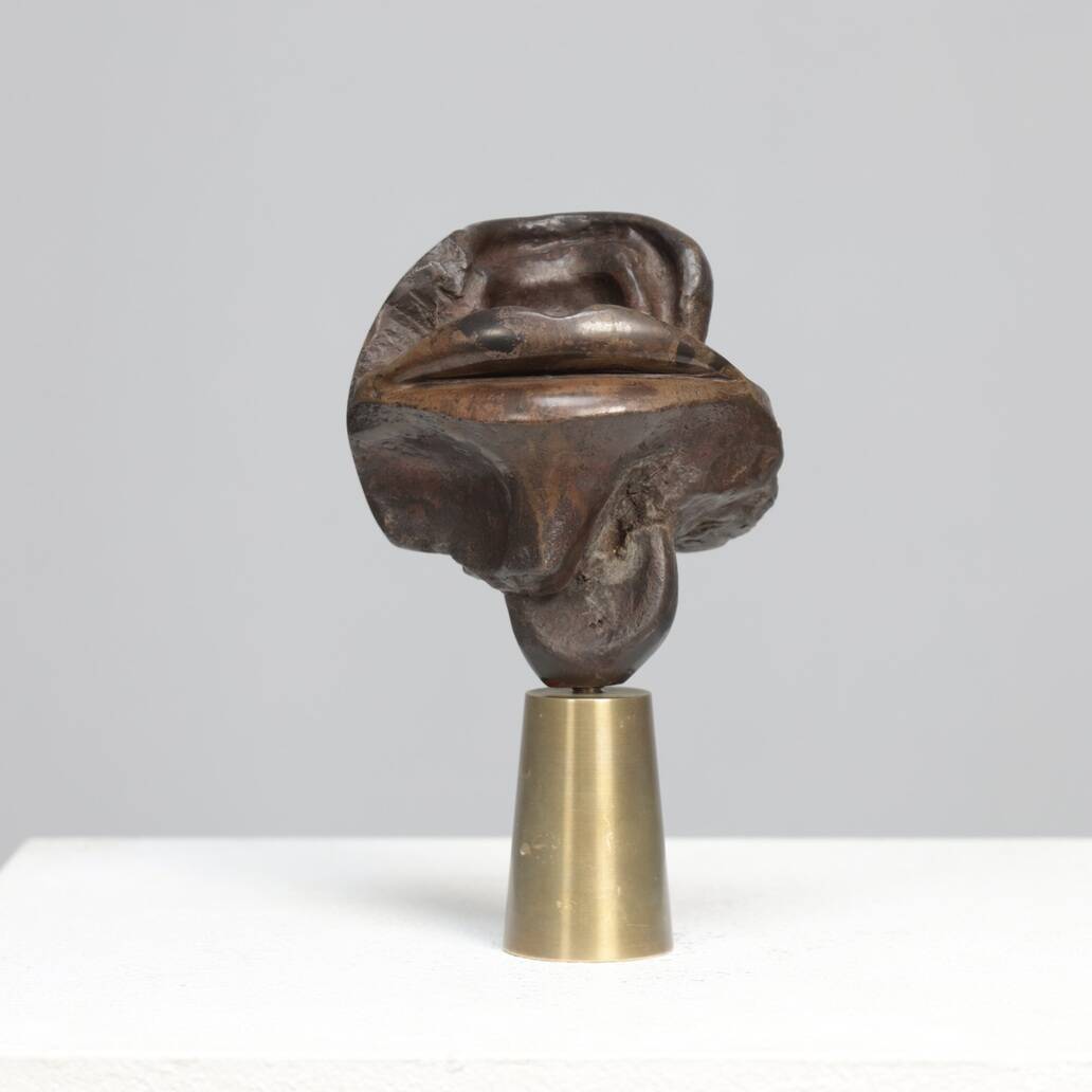 Mia Moreaux. “Lips” bronze sculpture with brass base, Belgium, 1990s