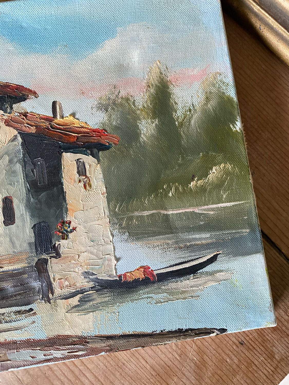 Painting landscape painting on canvas