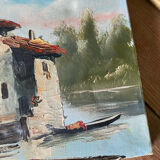 Painting landscape painting on canvas