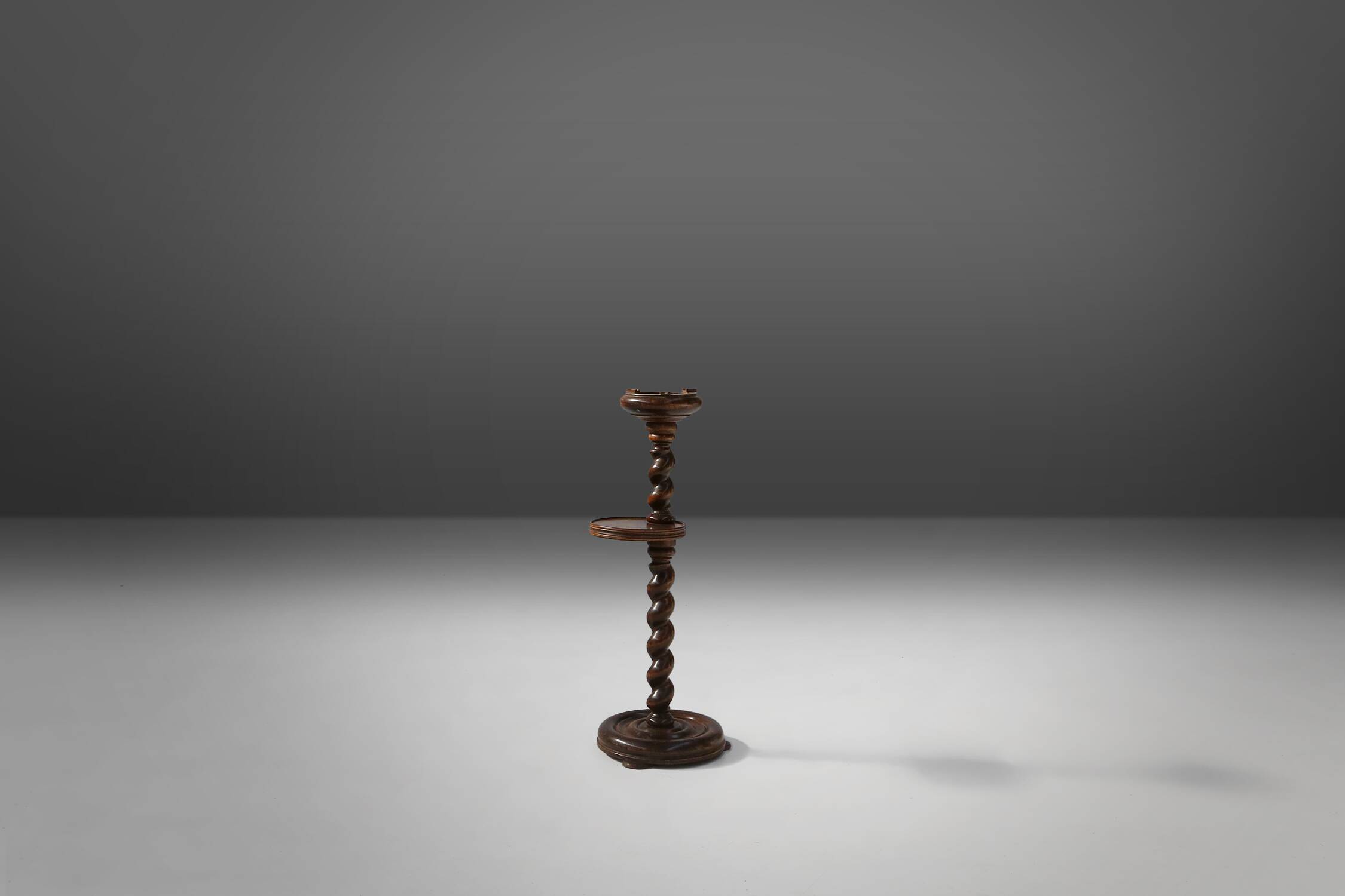 Art Deco oak ashtray on hand-turned base, France, 1930s