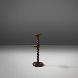 Art Deco oak ashtray on hand-turned base, France, 1930s