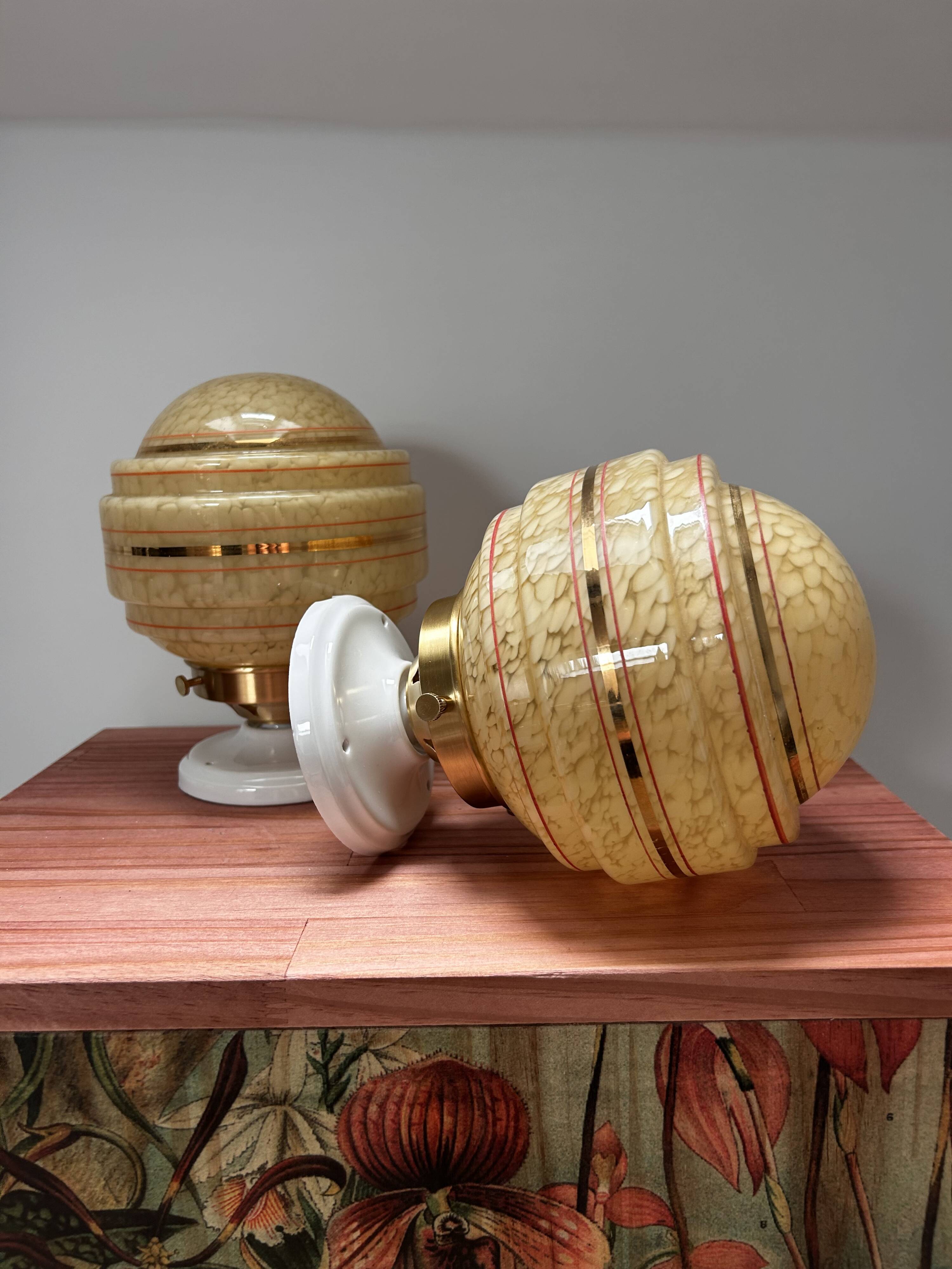 Pair of Art Deco globe wall lights