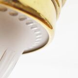 Single vintage brass ceiling light with glass globe