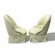 Paire de fauteuils crapaud tapissés pastel vert pomme
