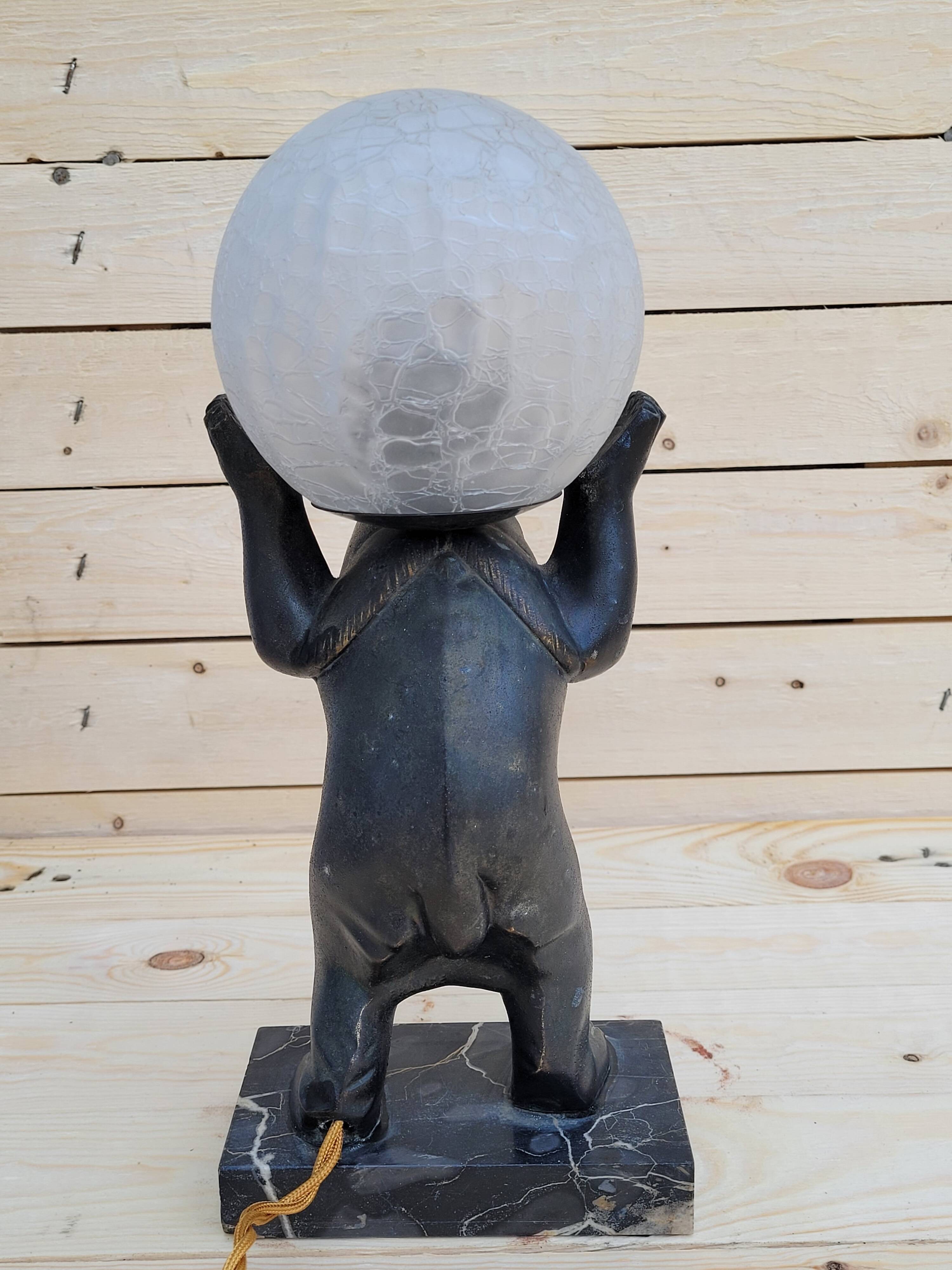 Art deco Bear lamp signed by the artist Irénée Rochard, circa 1930.