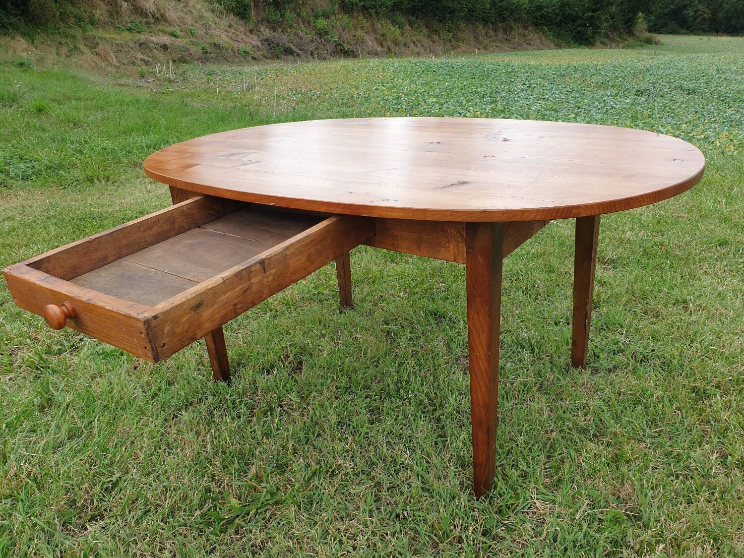 Oval cherry farmhouse table