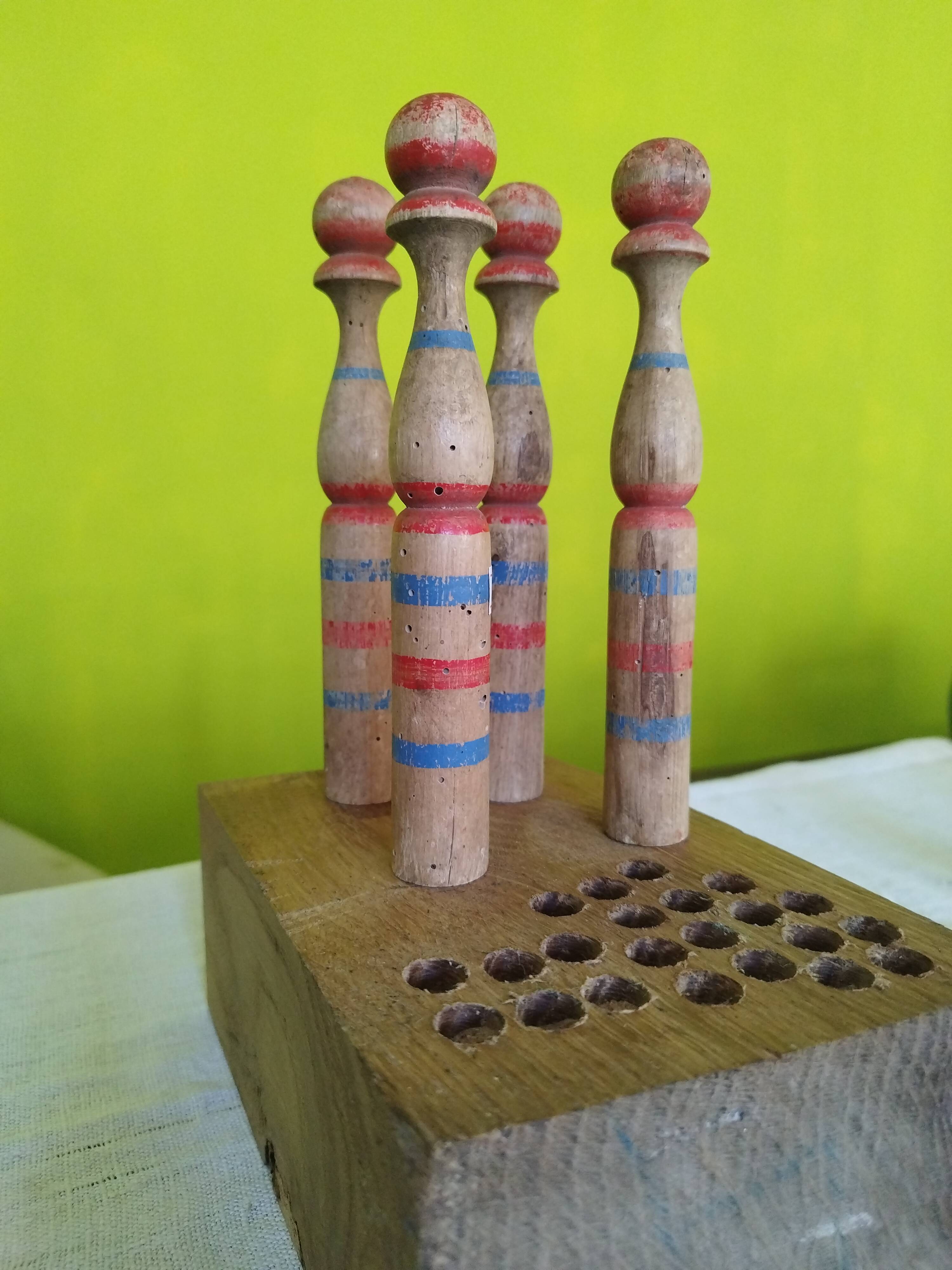 Wooden bowling toy