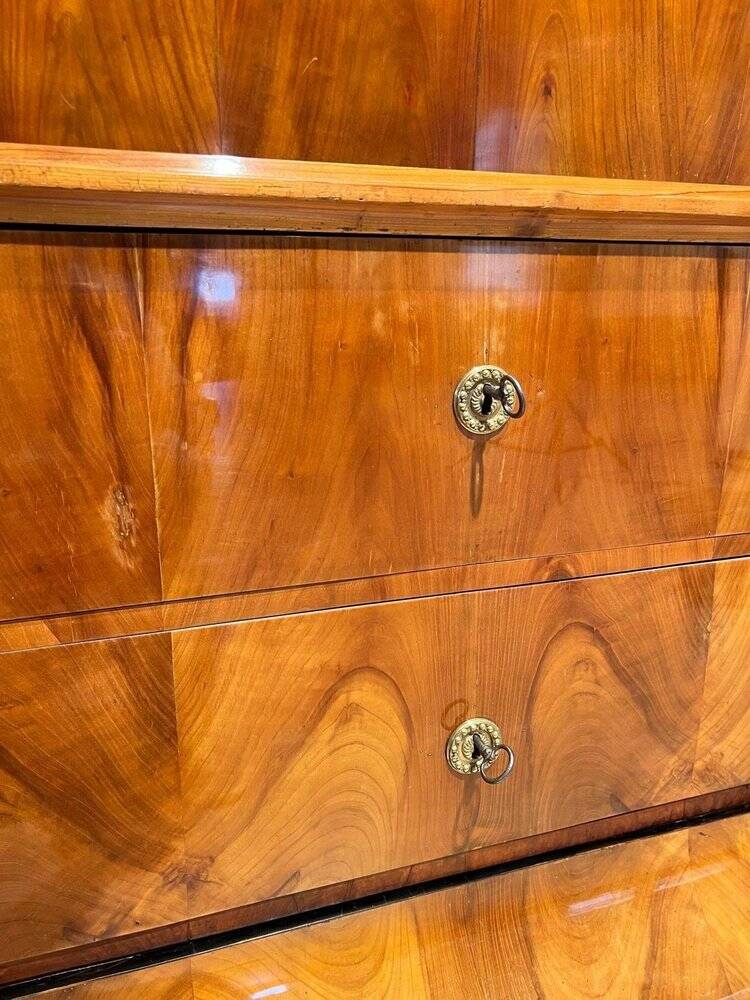 Biedermeier Secretaire in Cherrywood and Maple with Inlays and Brass, South Germany, 1830s