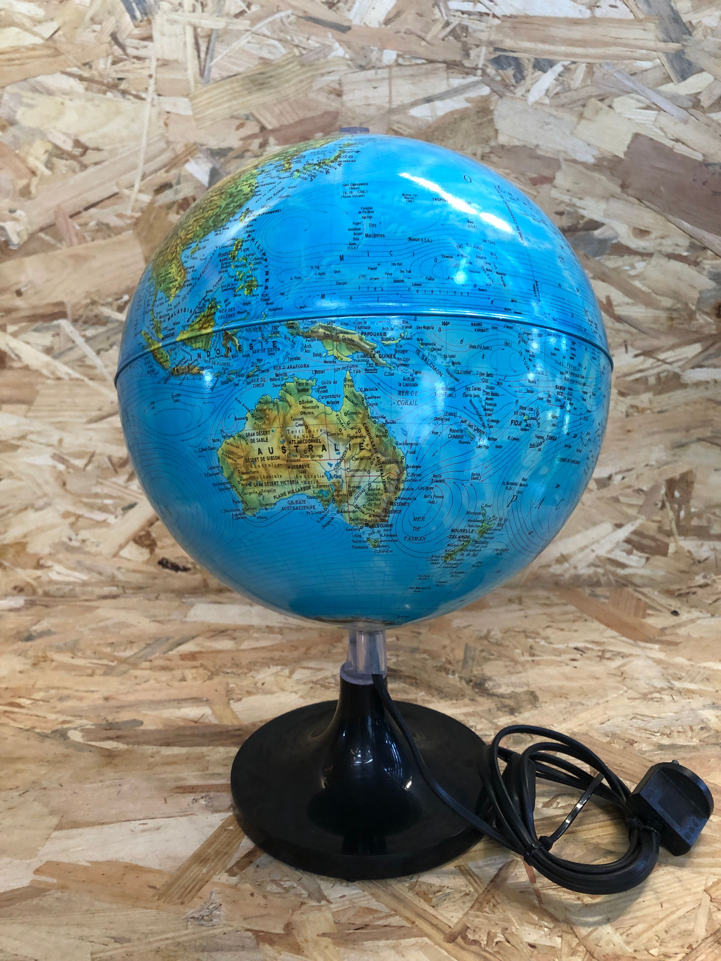 Old globe world map made in vintage Italy
