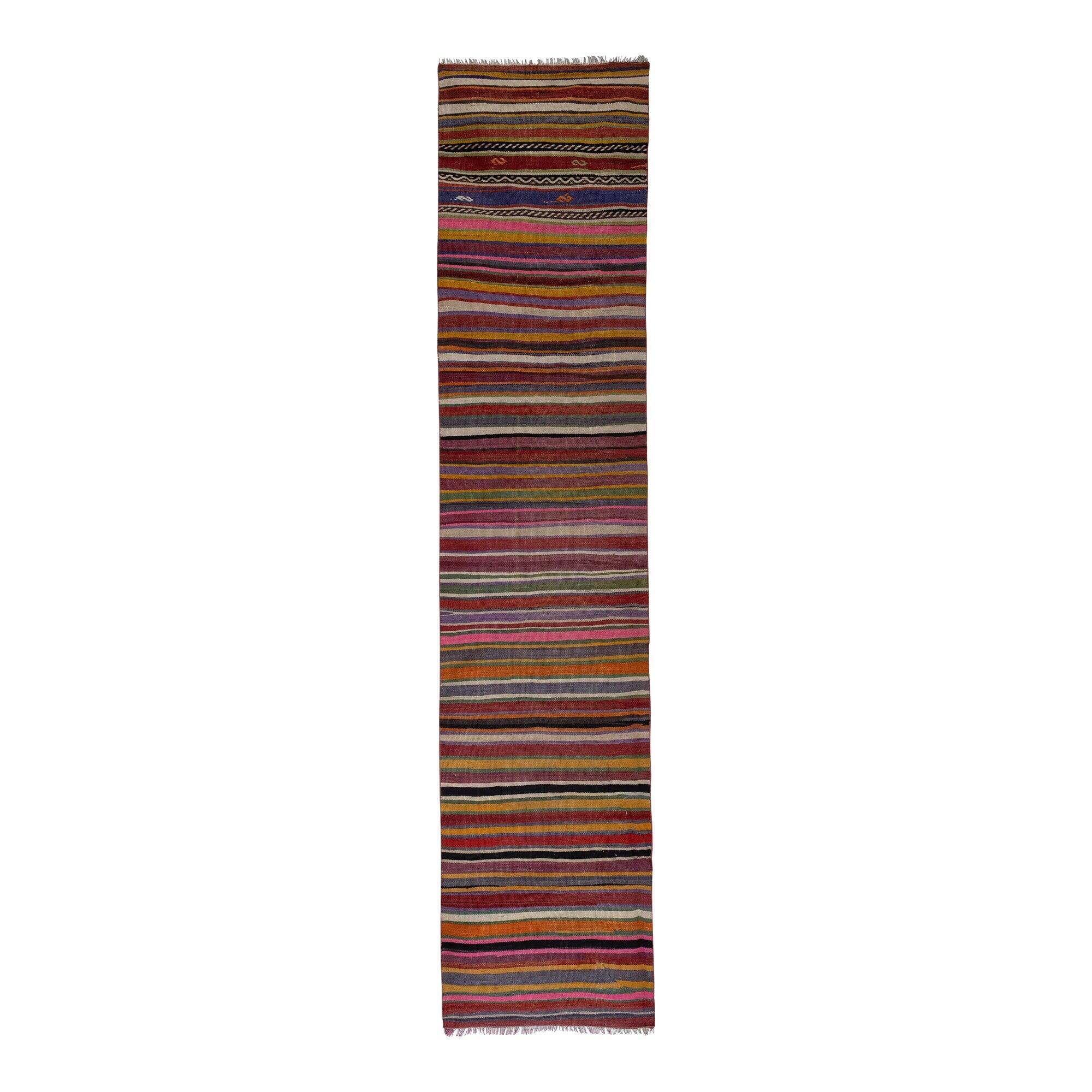 Vintage Turkish hallway rug 77x348 cm